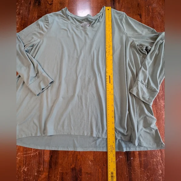 AnyBody Plus Size Shirt Sage Green Soft Long Sleeve Casual Fitness Top 2X Used - Picture 3 of 8